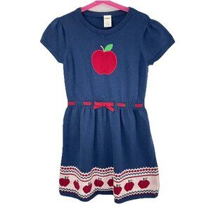 Gymboree Girls 12 Short Sleeve Embroidered Sweater Dress Blue